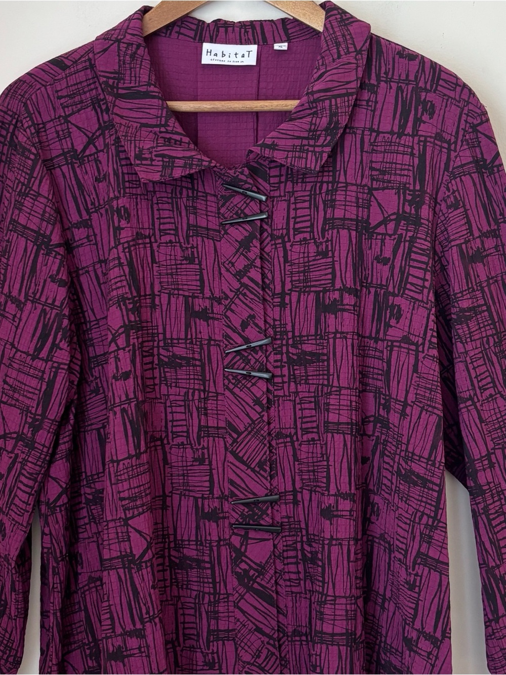 Habitat Purple & Black Toggle Button Front Shirt XL - Picture 2 of 6